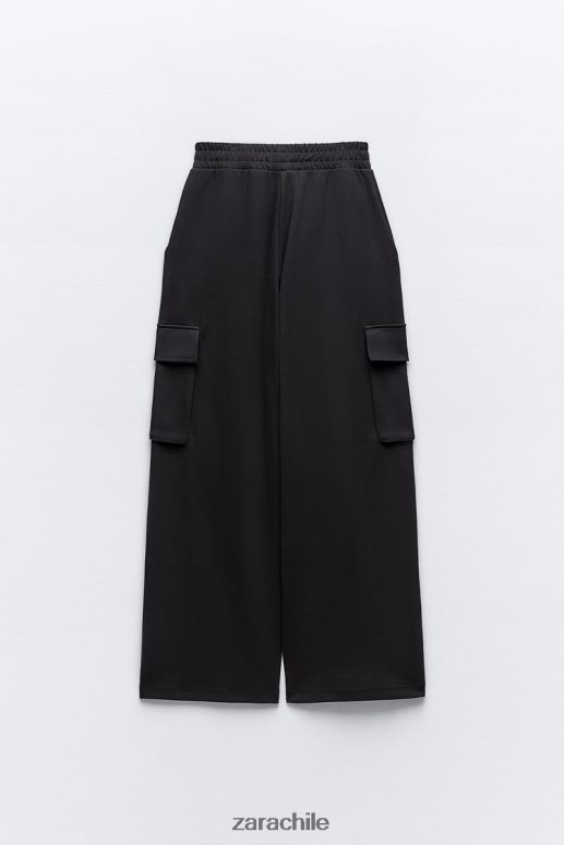 ropa cl Zara mujer pantalones cargo de felpa negro JJ06N4489