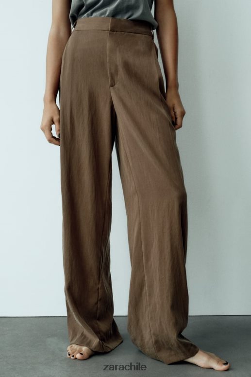 ropa cl Zara mujer pantalones largos marrón/topo JJ06N4873