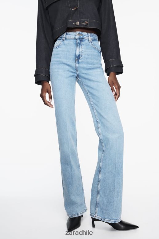 ropa cl Zara mujer jeans acampanados de talle alto z1975 azul claro JJ06N4869