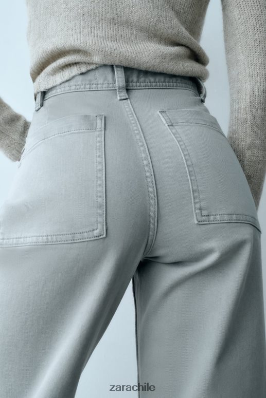 ropa cl Zara mujer jeans acampanados zw the dreed gris JJ06N4516