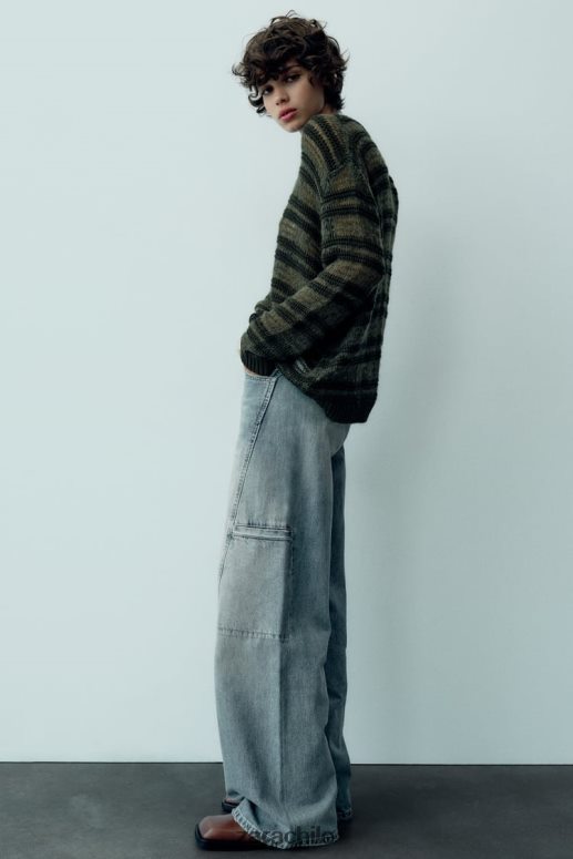 ropa cl Zara mujer jeans cargo trf de tiro medio azul JJ06N4505