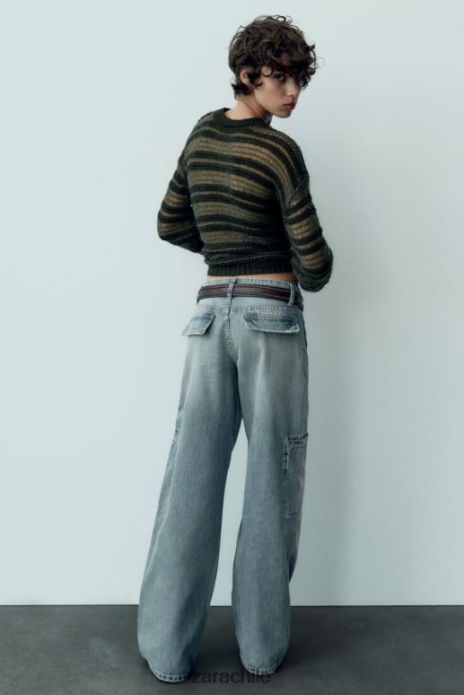 ropa cl Zara mujer jeans cargo trf de tiro medio azul JJ06N4505