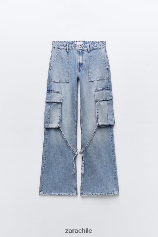 ropa cl Zara mujer jeans cargo trf de tiro medio azul JJ06N4511