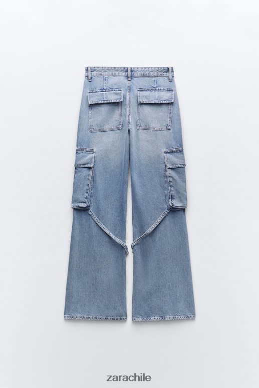 ropa cl Zara mujer jeans cargo trf de tiro medio azul JJ06N4511