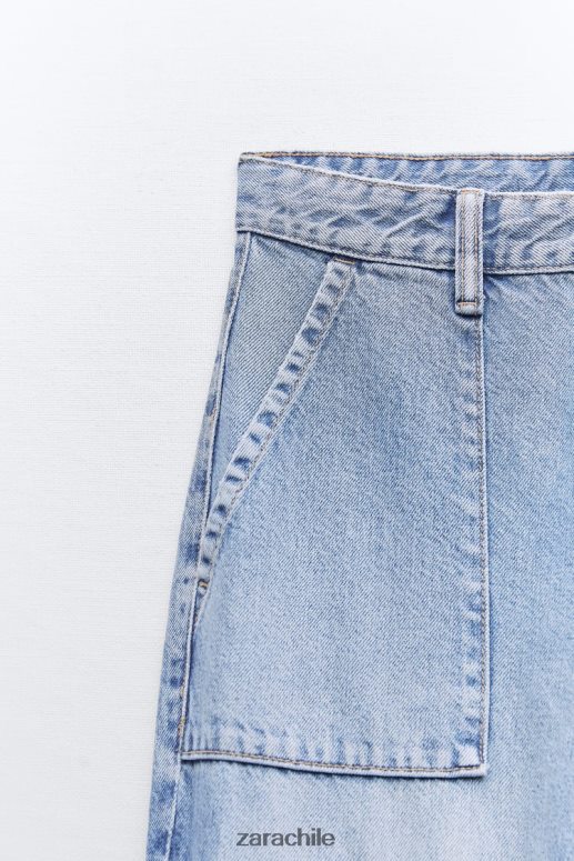 ropa cl Zara mujer jeans cargo trf de tiro medio azul JJ06N4511