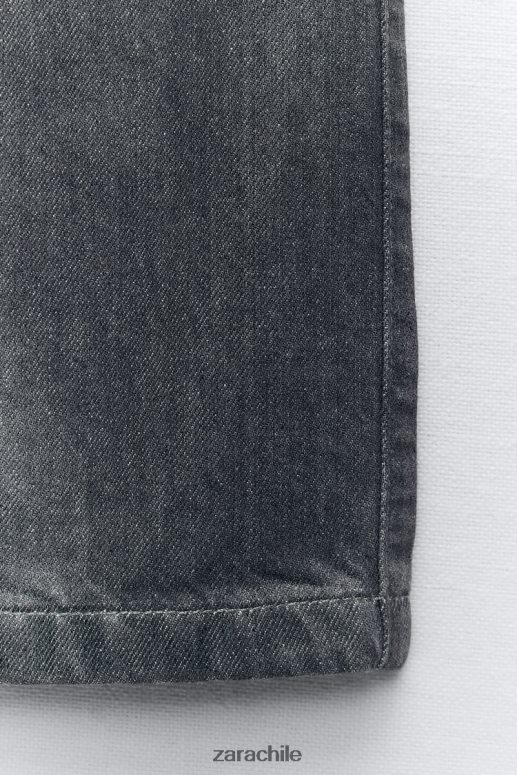 ropa cl Zara mujer jeans metalizados de talle alto y corte recto z1975 gris JJ06N4509