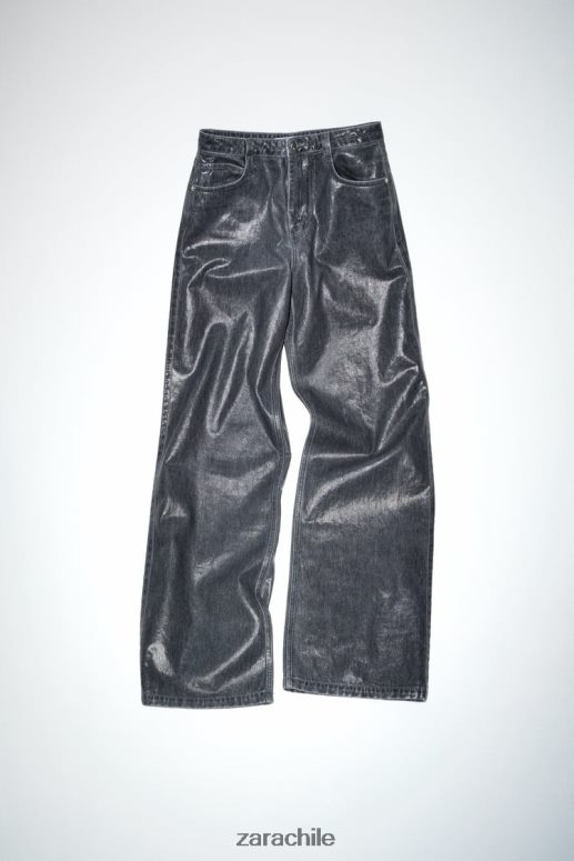 ropa cl Zara mujer jeans metalizados de talle alto y corte recto z1975 gris JJ06N4509