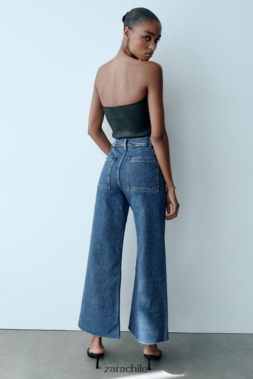 ropa cl Zara mujer jeans rectos zw marine de talle alto azul JJ06N4512