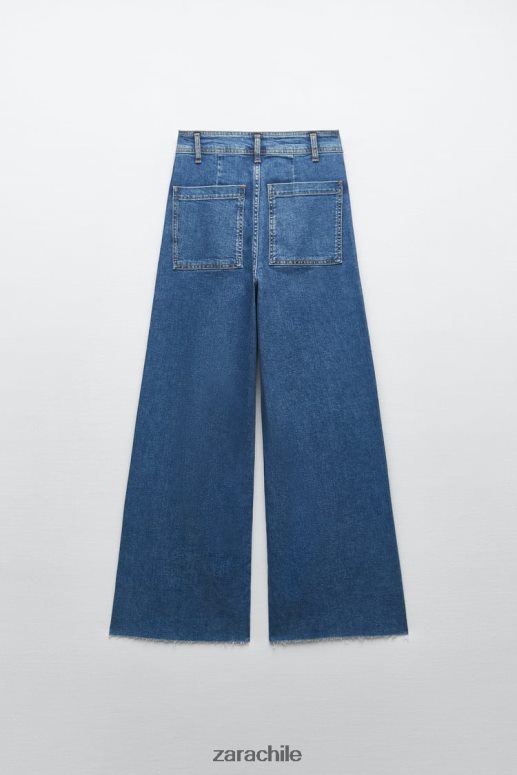 ropa cl Zara mujer jeans rectos zw marine de talle alto azul JJ06N4512