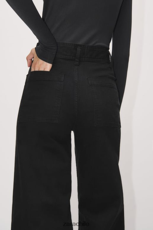 ropa cl Zara mujer jeans rectos zw marine de talle alto negro JJ06N4515