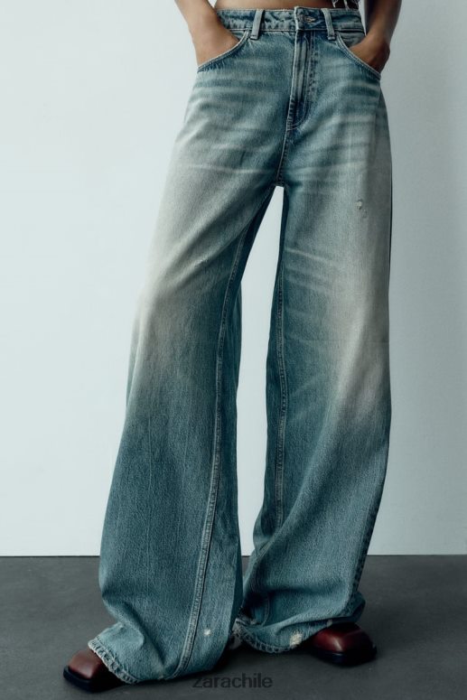 ropa cl Zara mujer jeans trf de talle bajo y pernera súper ancha azul JJ06N4503