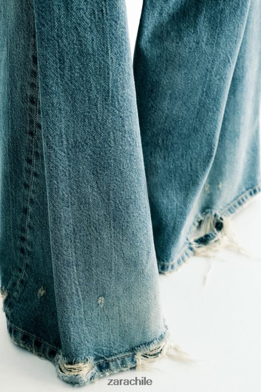 ropa cl Zara mujer jeans trf de talle bajo y pernera súper ancha azul JJ06N4503