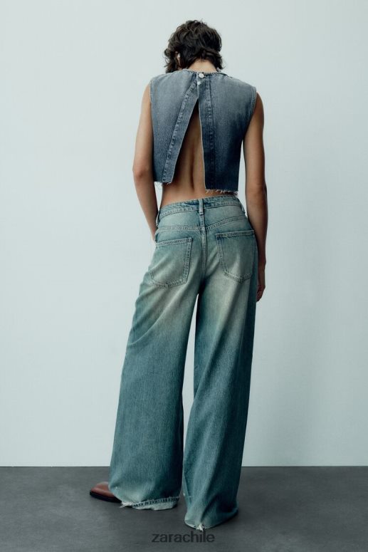 ropa cl Zara mujer jeans trf de talle bajo y pernera súper ancha azul JJ06N4503