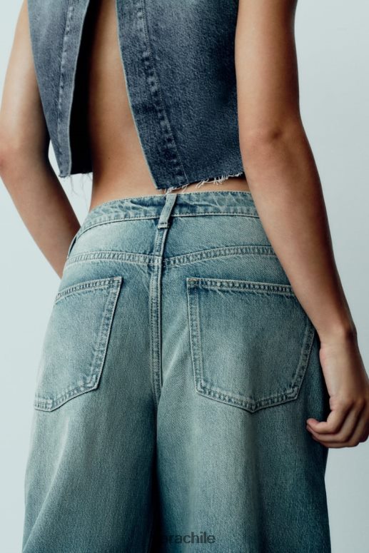 ropa cl Zara mujer jeans trf de talle bajo y pernera súper ancha azul JJ06N4503