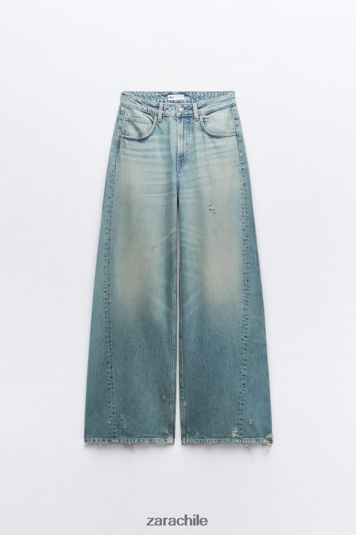 ropa cl Zara mujer jeans trf de talle bajo y pernera súper ancha azul JJ06N4503
