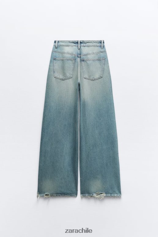 ropa cl Zara mujer jeans trf de talle bajo y pernera súper ancha azul JJ06N4503