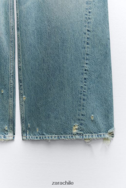 ropa cl Zara mujer jeans trf de talle bajo y pernera súper ancha azul JJ06N4503
