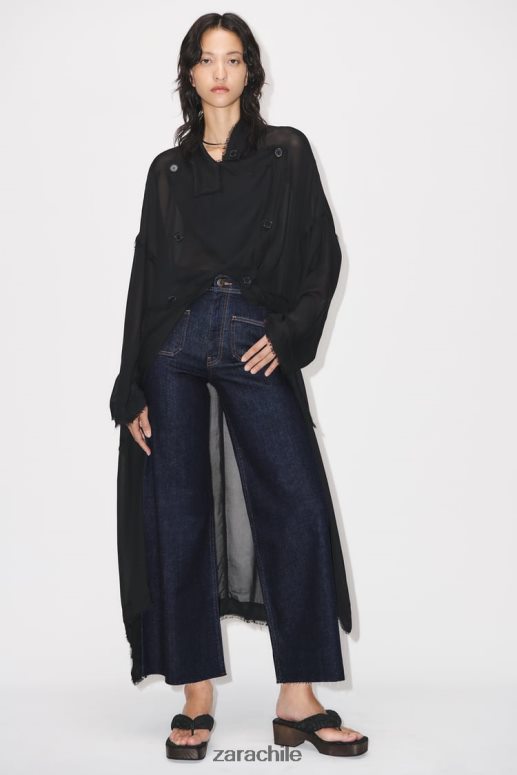 ropa cl Zara mujer jeans zw marine de tiro alto con bolsillos rectos azul JJ06N4517