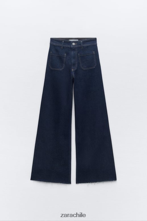ropa cl Zara mujer jeans zw marine de tiro alto con bolsillos rectos azul JJ06N4517