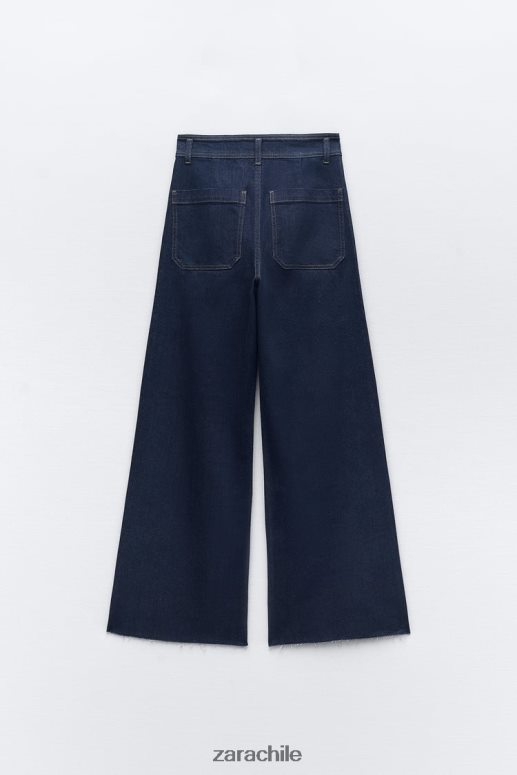 ropa cl Zara mujer jeans zw marine de tiro alto con bolsillos rectos azul JJ06N4517