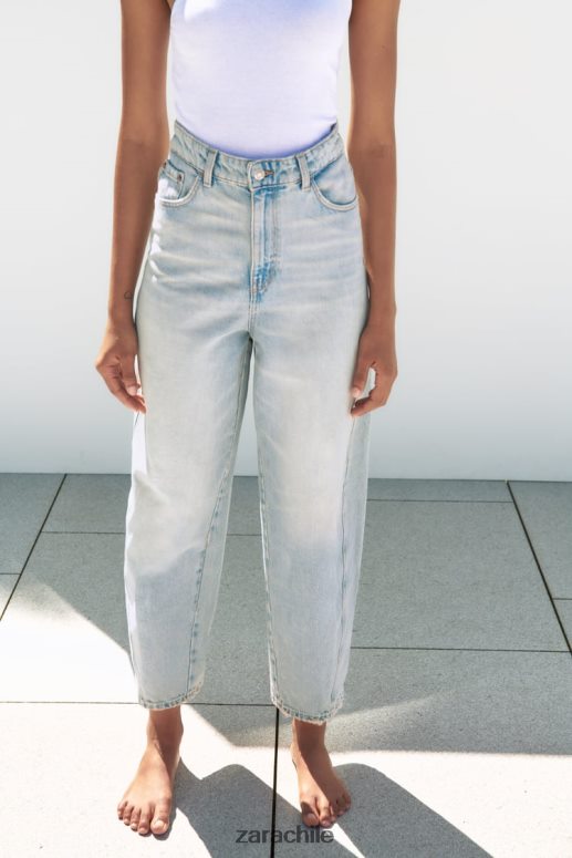 ropa cl Zara mujer vaqueros tapered de talle medio trf azul claro JJ06N4519