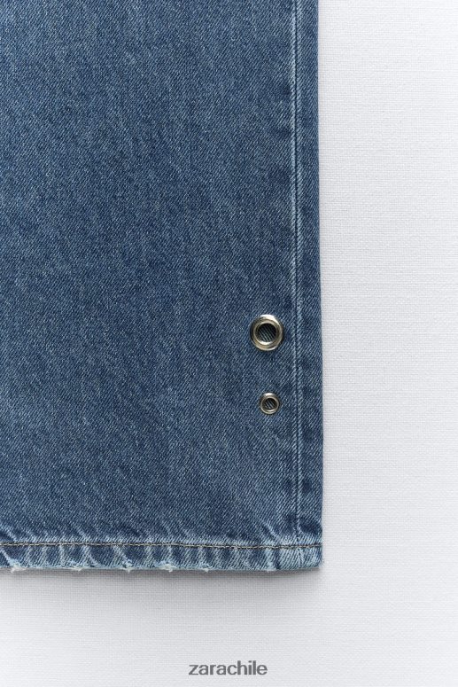 ropa cl Zara mujer Vaqueros z1975 de talle alto y largo completo con corte recto y anilla azul medio JJ06N4921