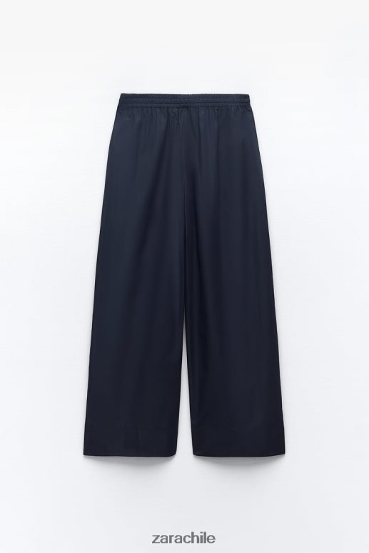 ropa cl Zara mujer pantalones anchos de popelina Azul marino JJ06N4931