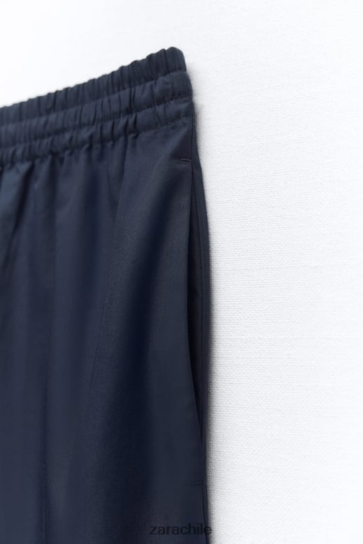 ropa cl Zara mujer pantalones anchos de popelina Azul marino JJ06N4931