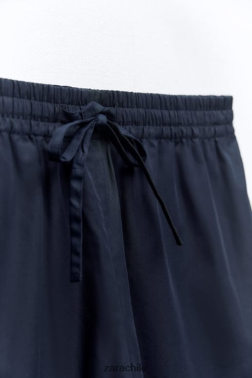 ropa cl Zara mujer pantalones anchos de popelina Azul marino JJ06N4931