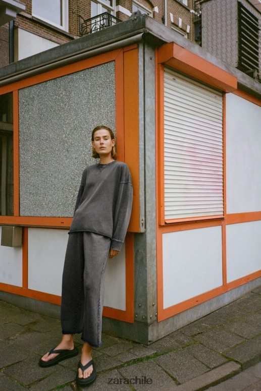 ropa cl Zara mujer pantalones de felpa con efecto lavado gris azulado JJ06N4929