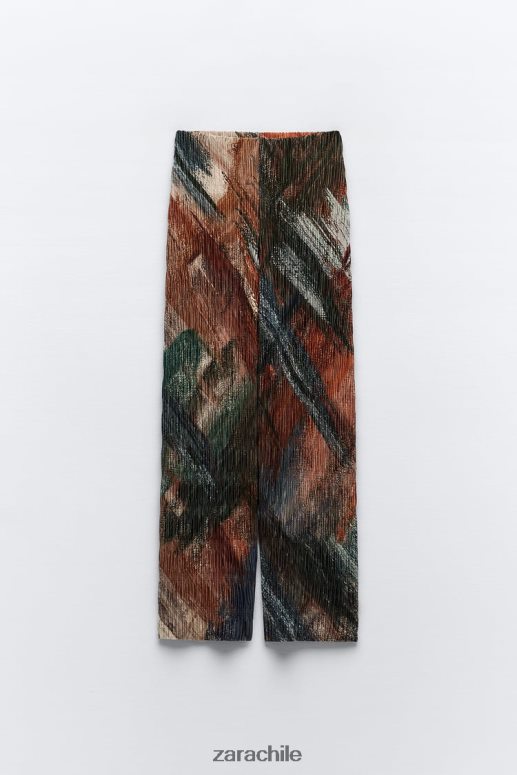 ropa cl Zara mujer pantalones estampados con pinzas naranjas JJ06N4926