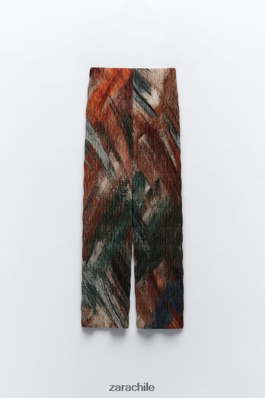 ropa cl Zara mujer pantalones estampados con pinzas naranjas JJ06N4926