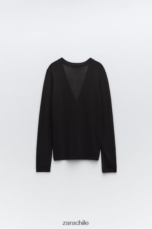 ropa cl Zara mujer cárdigan de punto ajustado negro JJ06N4479