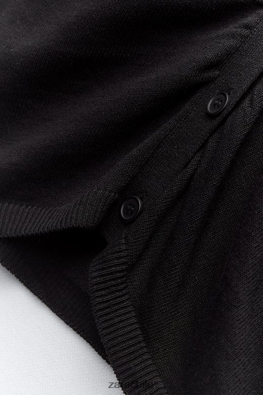 ropa cl Zara mujer cárdigan de punto ajustado negro JJ06N4479