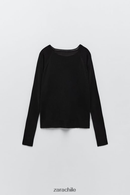 ropa cl Zara mujer suéter de punto básico negro JJ06N4878