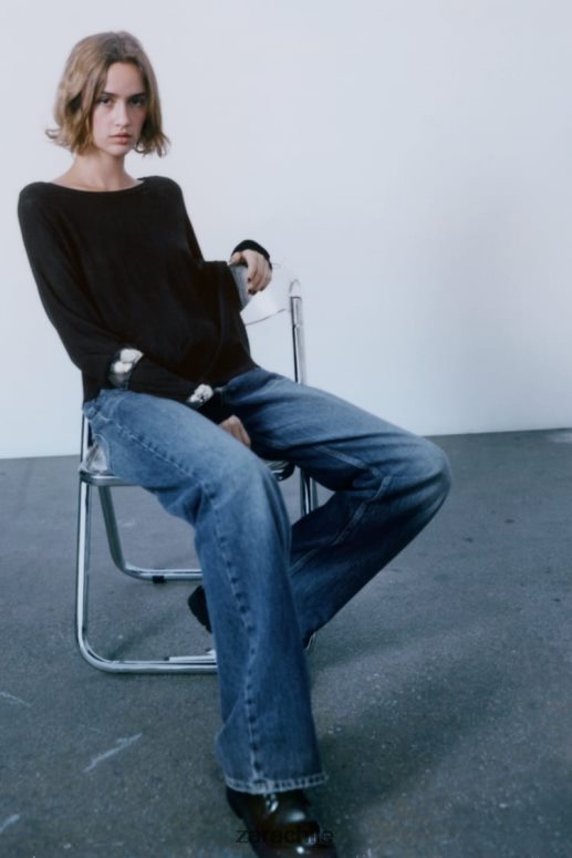 ropa cl Zara mujer suéter de punto básico negro JJ06N4878