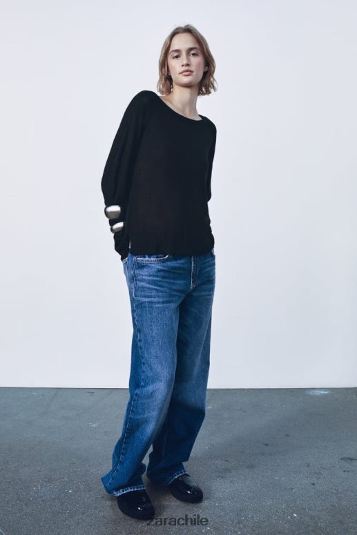 ropa cl Zara mujer suéter de punto básico negro JJ06N4878