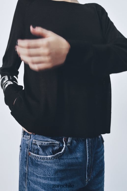 ropa cl Zara mujer suéter de punto básico negro JJ06N4878