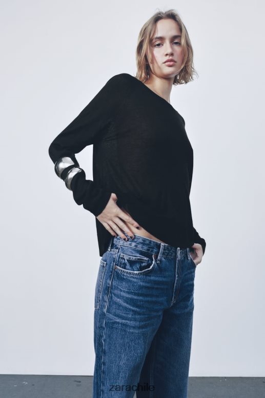 ropa cl Zara mujer suéter de punto básico negro JJ06N4878