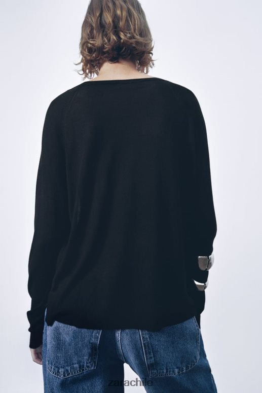 ropa cl Zara mujer suéter de punto básico negro JJ06N4878