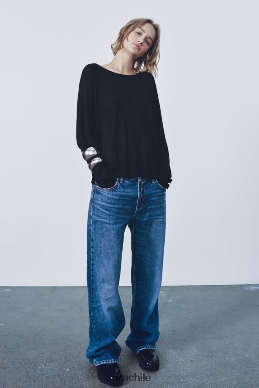 ropa cl Zara mujer suéter de punto básico negro JJ06N4878