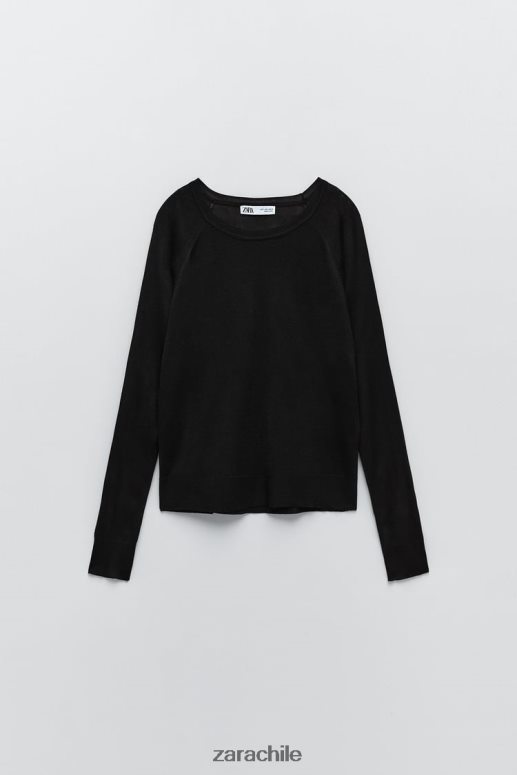ropa cl Zara mujer suéter de punto básico negro JJ06N4878