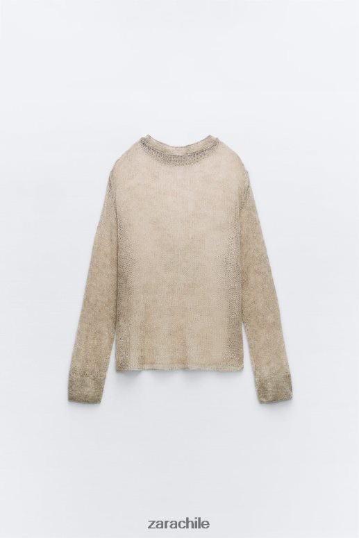 ropa cl Zara mujer suéter de punto calado gris topo JJ06N4478