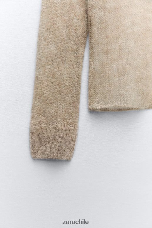 ropa cl Zara mujer suéter de punto calado gris topo JJ06N4478