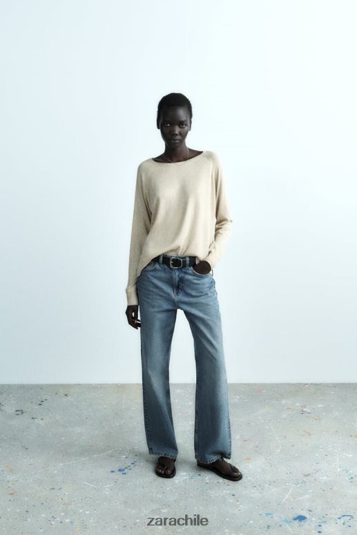 ropa cl Zara mujer suéter kinit con hilo metalizado dorado JJ06N4877