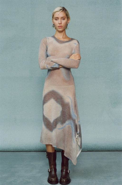 ropa cl Zara mujer vestido de punto teñido anudado multicolor JJ06N4477