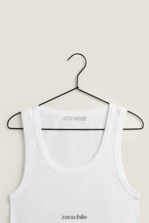 ropa cl Zara mujer Camiseta sin mangas blanco JJ06N41813
