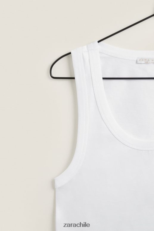 ropa cl Zara mujer Camiseta sin mangas blanco JJ06N41813