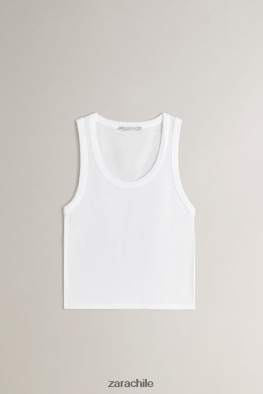 ropa cl Zara mujer Camiseta sin mangas blanco JJ06N41813
