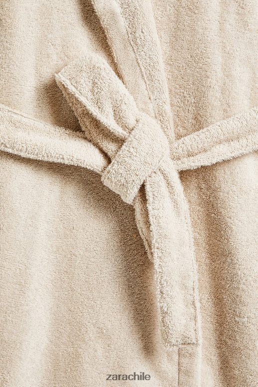 ropa cl Zara mujer albornoz de algodón con capucha arena JJ06N41743